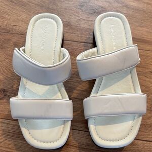 Marc Fisher Cream Double Strap Slides